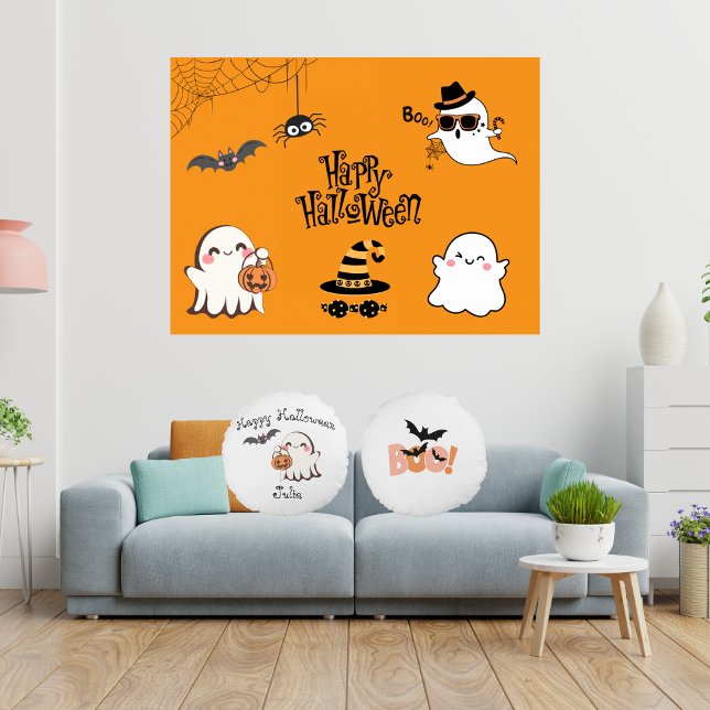 Cute & Spooky Halloween Round Pillow (Creator Uploaded)