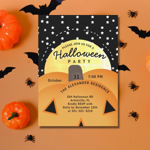 Cute Spooky Jack O Lantern Halloween Party  Invitation