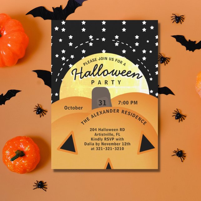 Cute Spooky Jack O Lantern Halloween Party  Invitation (Creator Uploaded)