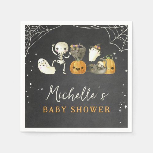 Cute Spooky Little Boo Halloween Baby Shower Napkins