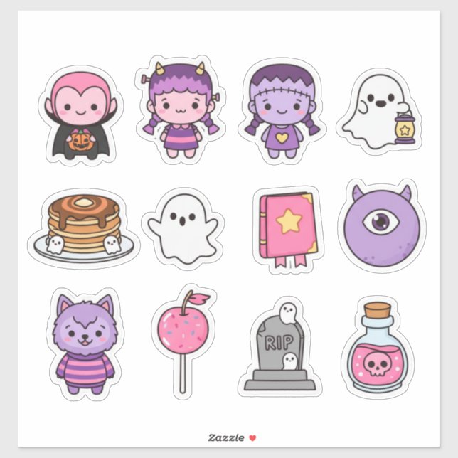 Cute Spooky Little Monsters And Treats Stickers (Sheet)