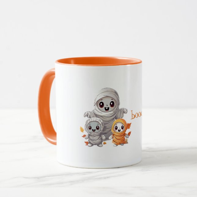 Cute Spooky Mummies Halloween Coffee Mug (Front Left)