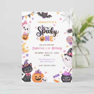 Cute Spooky One Halloween 1st Birthday Invitation