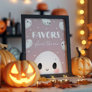 Cute Spooky One Halloween Favors Sign