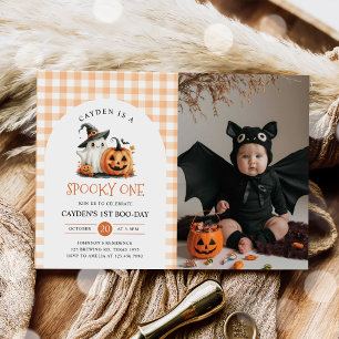 Cute Spooky One Halloween Ghost 1st Birthday Photo Invitation