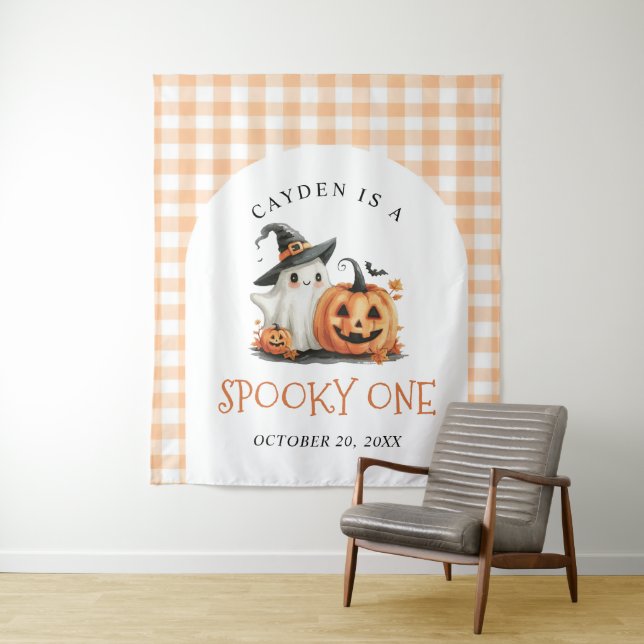 Cute Spooky One Halloween Ghost 1st Birthday Tapestry (In Situ)