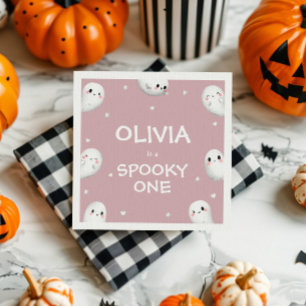 Cute Spooky One Halloween Girl 1st Birthday Napkins