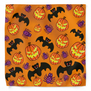 Cute spooky orange Halloween handkerchiefs Bandana