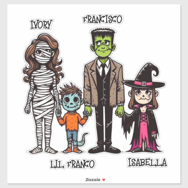 Cute & Spooky Personalized Family Halloween Sticker (Sheet)