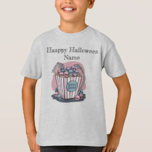 Cute Spooky popcorn Halloween T-Shirt with Person