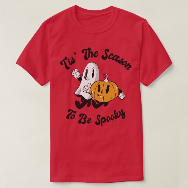 Cute Spooky Pumpkin Ghost Halloween Season  T-Shirt (Design Front)