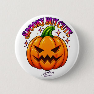 Cute Spooky Pumpkin Halloween Round Button Pin