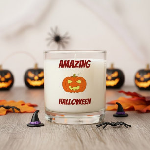 Cute Spooky Pumpkin Personalized Halloween Scented Candle