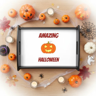 Cute Spooky Pumpkin Personalized Halloween Serving Tray