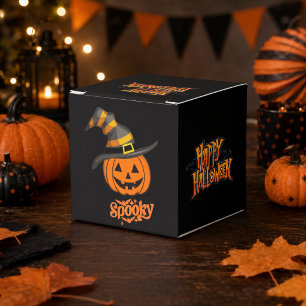 Cute Spooky Pumpkin Witch Hat Halloween Favor Box