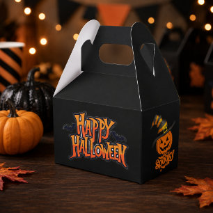 Cute Spooky Pumpkin Witch Hat Halloween Favor Box