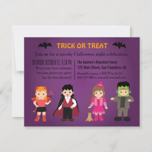 Cute Spooky Purple Halloween Party Invitation