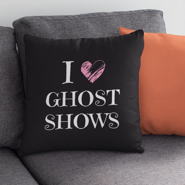 Cute Spooky Season Ghost Black Halloween Decor Throw Pillow (Creator Uploaded)