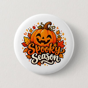 Cute Spooky Season Pumpkin Halloween Button