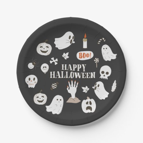 Cute Spooky Season Pumpkin Halloween Paper Plates