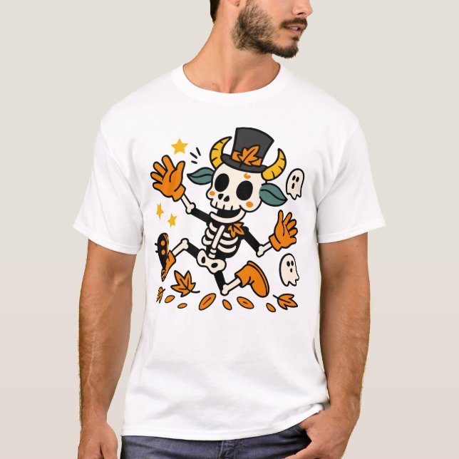 Cute Spooky Skeleton Goat with Top Hat (Front)