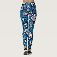Cute Spooky Skull and Crossbones Pattern Leggings