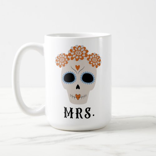 Cute Spooky Sugar Skull Mrs   Modern Halloween Coffee Mug