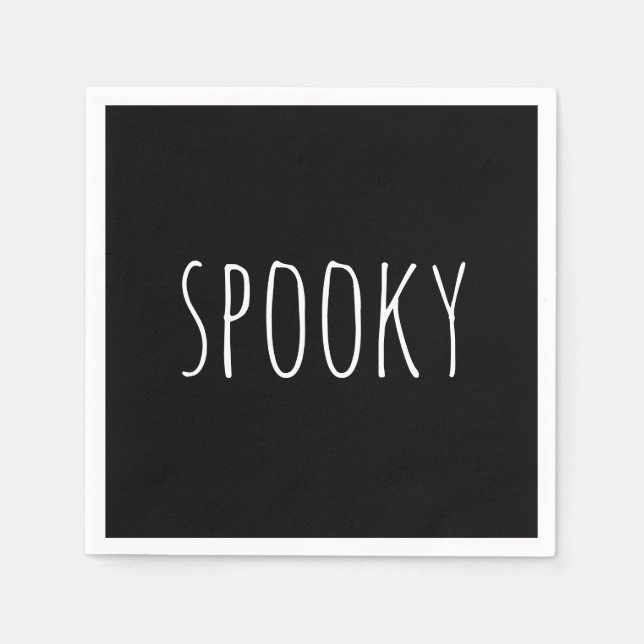 Cute Spooky Typography. Black Kids Halloween Party Napkins (Front)