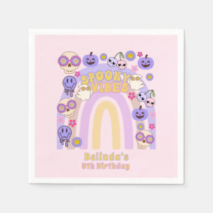 Cute Spooky Vibes Groovy Ghost Halloween Birthday Napkins