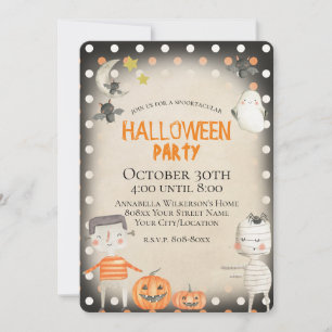 Cute Spooky Watercolor Halloween Invitation