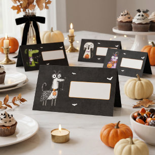 Cute Spooky Watercolor Halloween Party Place Card