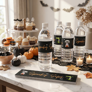 Cute Spooky Watercolor Halloween Party Water Bottle Label