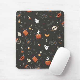 Cute Spooky Whimsical Halloween Pattern Background Mouse Pad