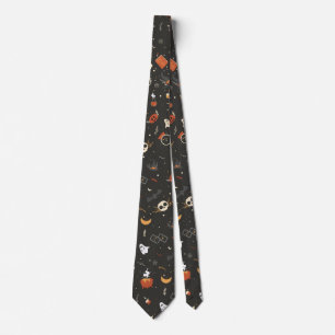 Cute Spooky Whimsical Halloween Pattern Background Neck Tie