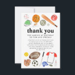 Cute Sports Balls Kids Boy Birthday Thank You Card<br><div class="desc">Modern All Star Sports Balls Team Kids Birthday</div>