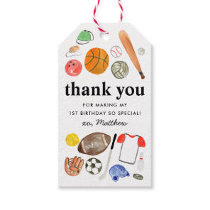 Cute Sports Balls Kids Boy Birthday Thank You Gift Tags