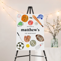 Cute Sports Balls Team Kid Boy Birthday Welcome