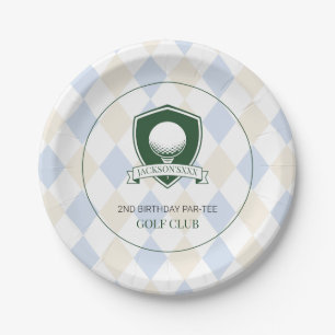 Cute Sports Boys Blue Golf 2nd Birthday Par-tee Paper Plates