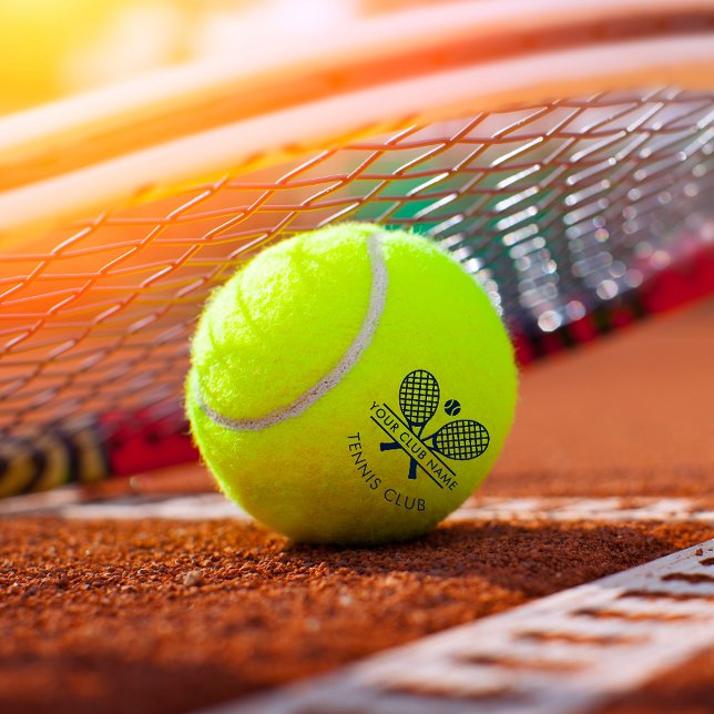 Cute Sports Club Name Tennis Team Navy Blue Balls (Custom Tennis Club Country Members Training Balls with Logo)