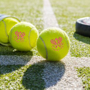 Cute Sports Club Name Tennis Team Pink Text Balls