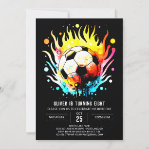 Cute Sports Editable Soccer Birthday Invitation