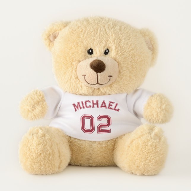 Cute Sports Gift Custom Name Jersey Number Soft Teddy Bear (Front)