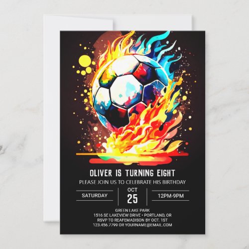 Cute Sports Online Soccer Birthday Invitation