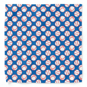 Cute Sports Red White Baseball on Blue Pattern Bandana