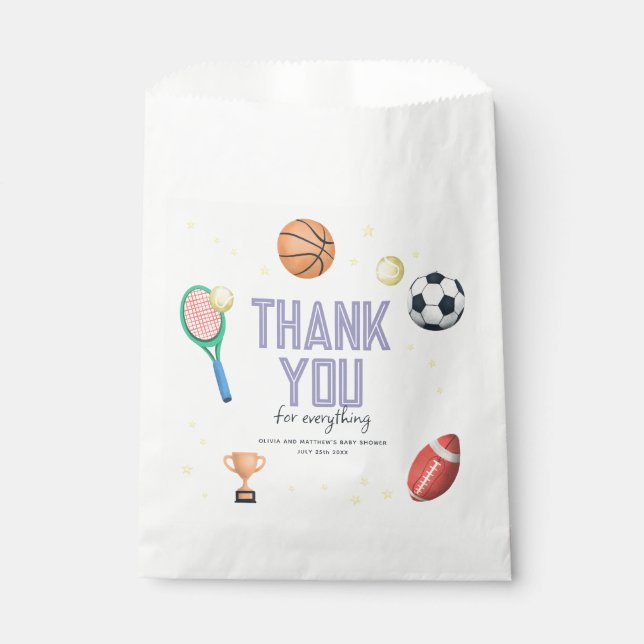 Cute Sports Superstar Girls Baby Shower Favor Bag (Front)