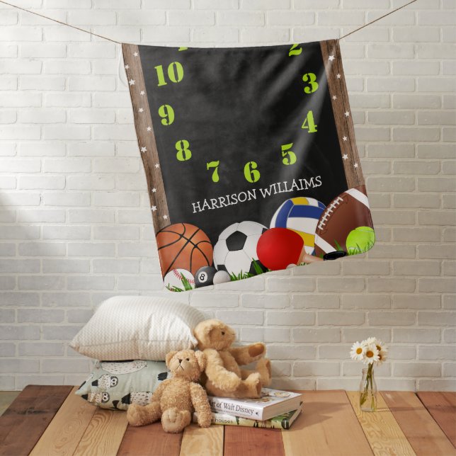 Cute Sports Themed Month Milestone Baby Blanket (In Situ)