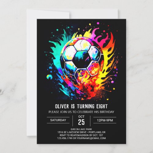 Cute Sports Watercolor Soccer Birthday
