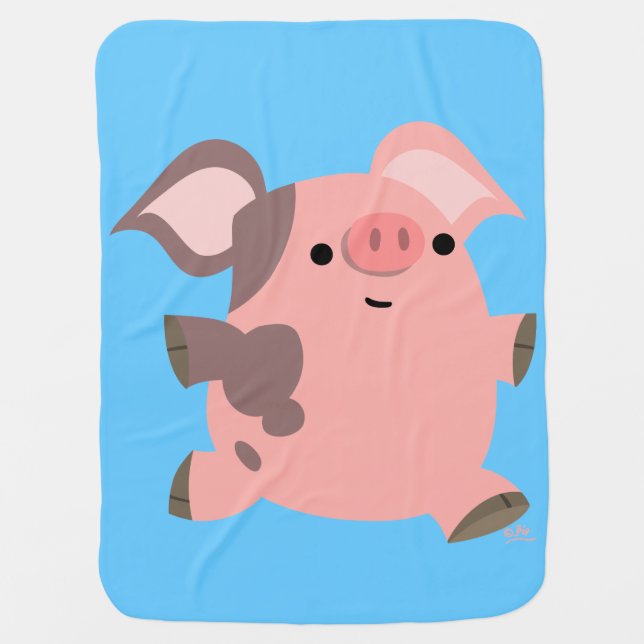 Cute Sporty Cartoon Pig Baby Blanket (Front)