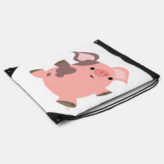 Cute Sporty Cartoon Pig Drawstring Backpack