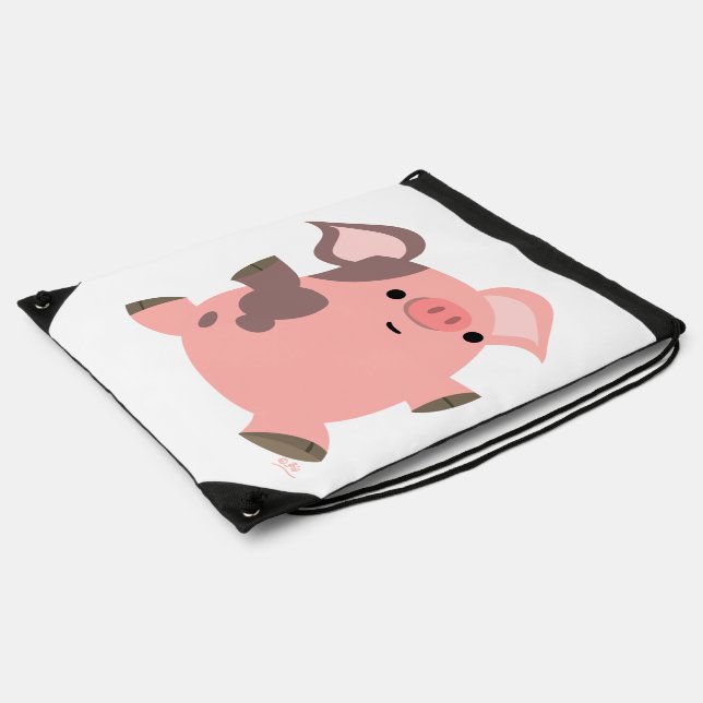 Cute Sporty Cartoon Pig Drawstring Backpack (Side)